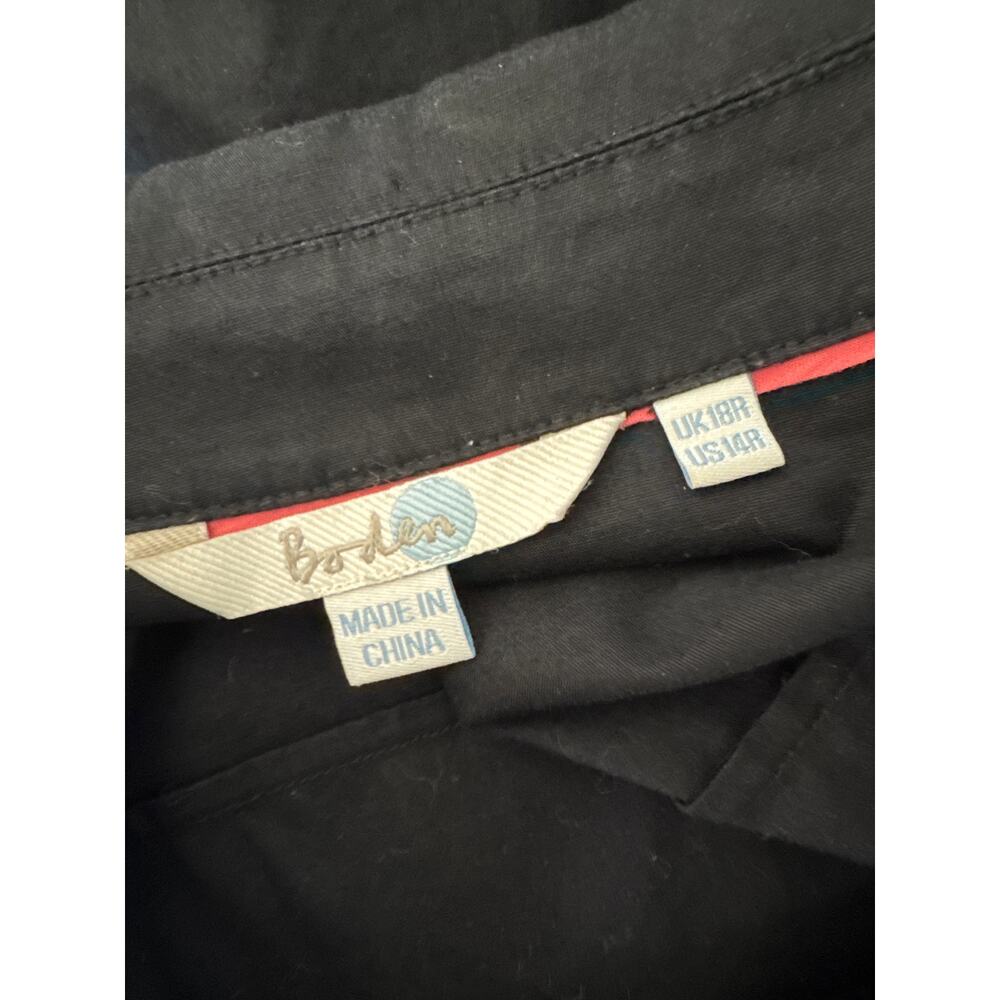 BODEN Belted Button Front V Neck A Line Shirt Dress Black size 14R - Picture 3 of 7